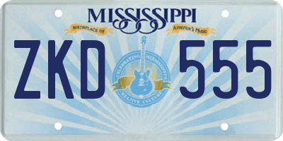 MS license plate ZKD555