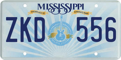 MS license plate ZKD556