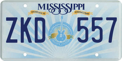 MS license plate ZKD557