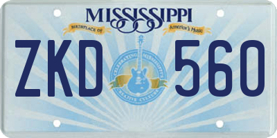 MS license plate ZKD560