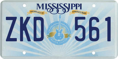 MS license plate ZKD561