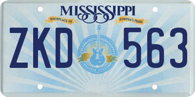 MS license plate ZKD563