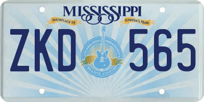MS license plate ZKD565