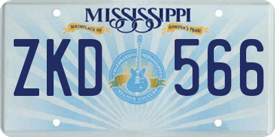 MS license plate ZKD566