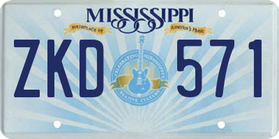MS license plate ZKD571