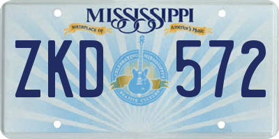 MS license plate ZKD572