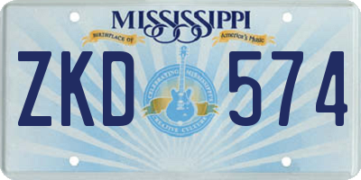 MS license plate ZKD574