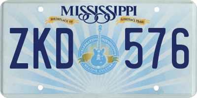 MS license plate ZKD576