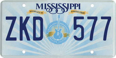 MS license plate ZKD577