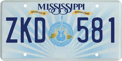 MS license plate ZKD581