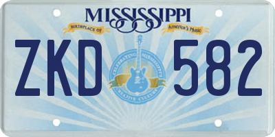 MS license plate ZKD582