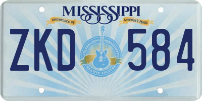 MS license plate ZKD584