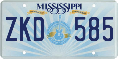 MS license plate ZKD585
