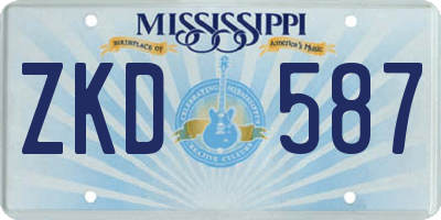 MS license plate ZKD587