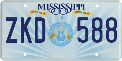 MS license plate ZKD588