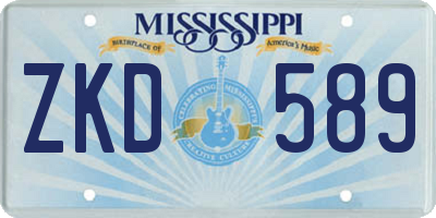 MS license plate ZKD589