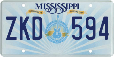 MS license plate ZKD594