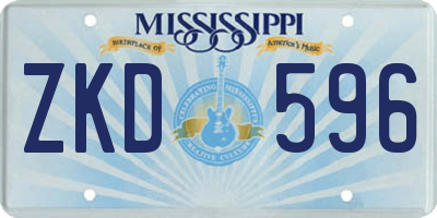 MS license plate ZKD596