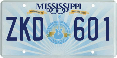 MS license plate ZKD601