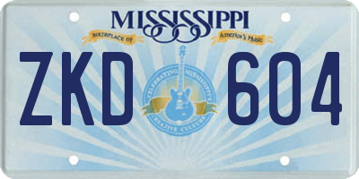 MS license plate ZKD604