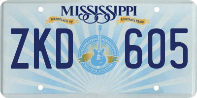 MS license plate ZKD605