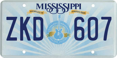 MS license plate ZKD607