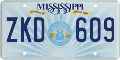 MS license plate ZKD609
