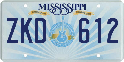 MS license plate ZKD612