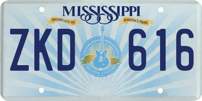 MS license plate ZKD616