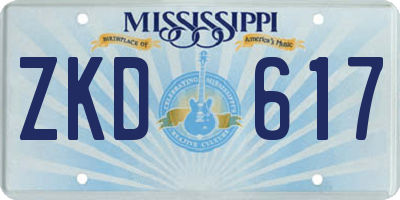 MS license plate ZKD617