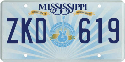 MS license plate ZKD619