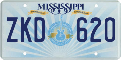 MS license plate ZKD620