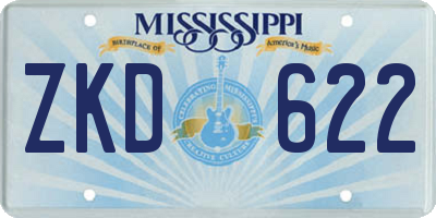 MS license plate ZKD622
