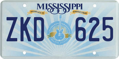 MS license plate ZKD625