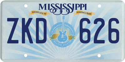 MS license plate ZKD626