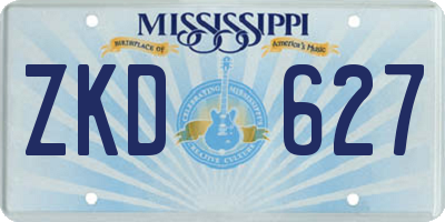 MS license plate ZKD627