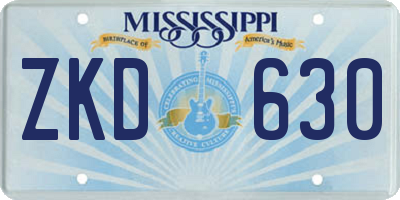 MS license plate ZKD630