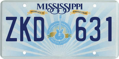 MS license plate ZKD631