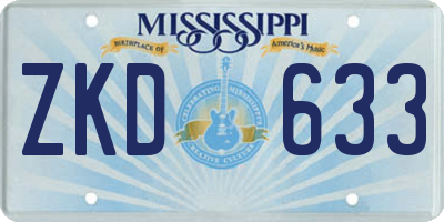 MS license plate ZKD633