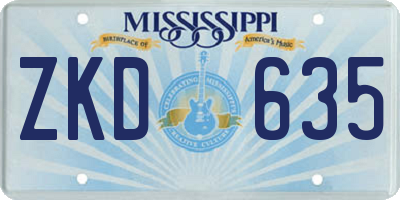 MS license plate ZKD635