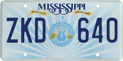 MS license plate ZKD640