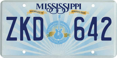 MS license plate ZKD642
