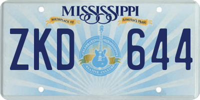 MS license plate ZKD644