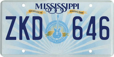 MS license plate ZKD646