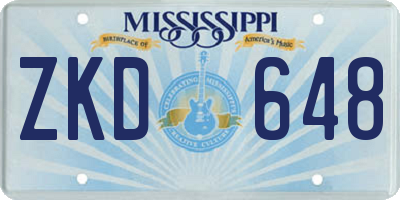 MS license plate ZKD648
