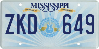 MS license plate ZKD649
