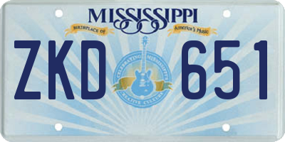MS license plate ZKD651