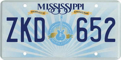 MS license plate ZKD652