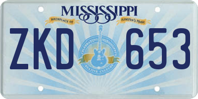 MS license plate ZKD653