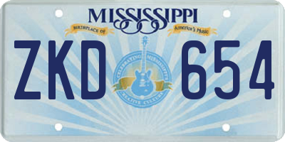 MS license plate ZKD654